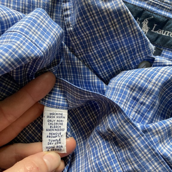 Polo Ralph Lauren Men XL Classic Fit SS  Button Down Plaid Cornflower Blue Prep - Picture 6 of 12